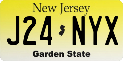 NJ license plate J24NYX