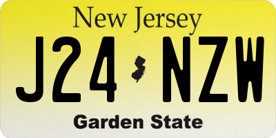 NJ license plate J24NZW