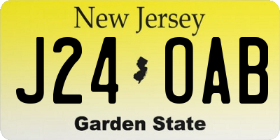 NJ license plate J24OAB