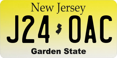 NJ license plate J24OAC