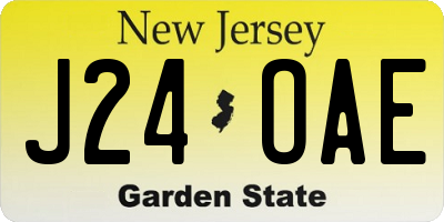 NJ license plate J24OAE