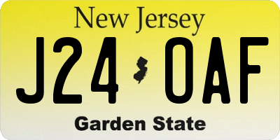NJ license plate J24OAF