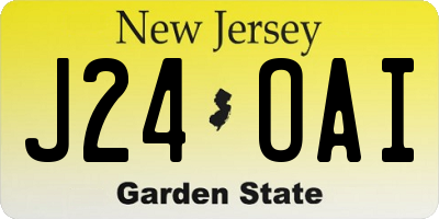 NJ license plate J24OAI