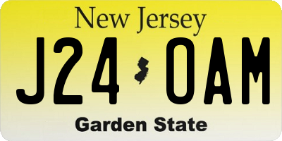 NJ license plate J24OAM