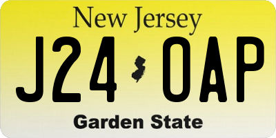 NJ license plate J24OAP