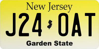 NJ license plate J24OAT