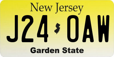 NJ license plate J24OAW