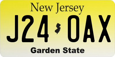 NJ license plate J24OAX