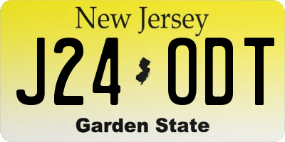 NJ license plate J24ODT