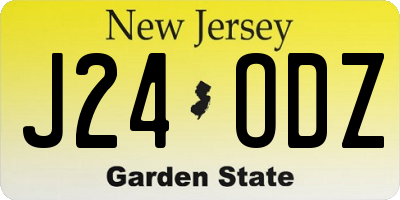 NJ license plate J24ODZ