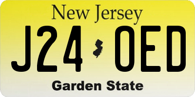 NJ license plate J24OED