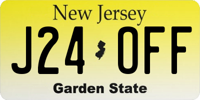 NJ license plate J24OFF