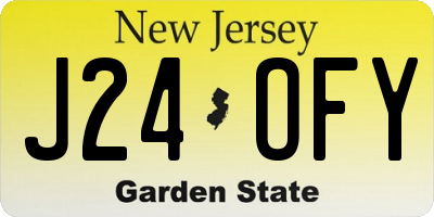 NJ license plate J24OFY