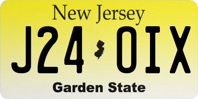 NJ license plate J24OIX