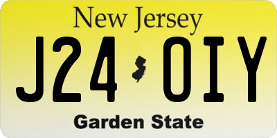 NJ license plate J24OIY