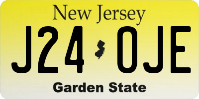NJ license plate J24OJE