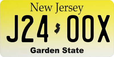 NJ license plate J24OOX
