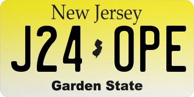 NJ license plate J24OPE