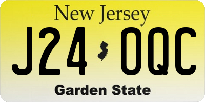 NJ license plate J24OQC
