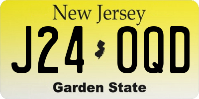 NJ license plate J24OQD