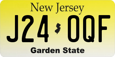 NJ license plate J24OQF