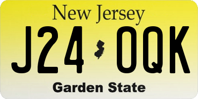 NJ license plate J24OQK