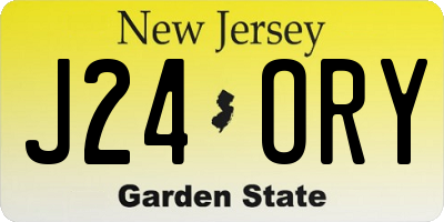 NJ license plate J24ORY