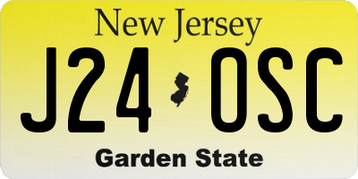 NJ license plate J24OSC