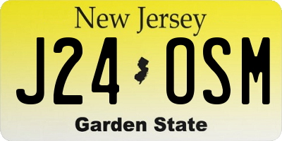 NJ license plate J24OSM