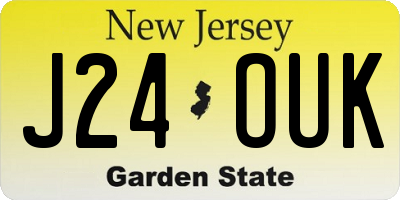 NJ license plate J24OUK