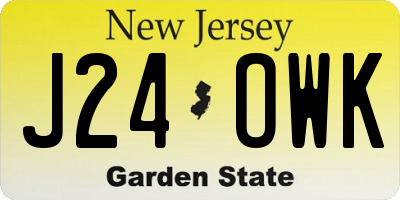NJ license plate J24OWK