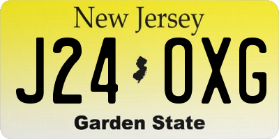 NJ license plate J24OXG
