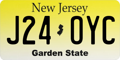 NJ license plate J24OYC