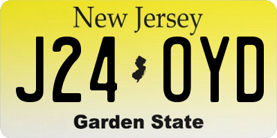 NJ license plate J24OYD