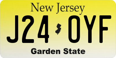 NJ license plate J24OYF