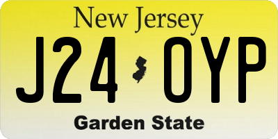 NJ license plate J24OYP