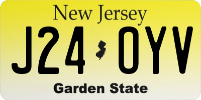 NJ license plate J24OYV