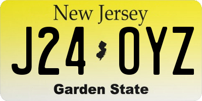NJ license plate J24OYZ