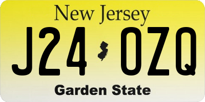 NJ license plate J24OZQ
