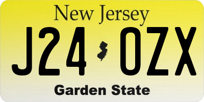 NJ license plate J24OZX
