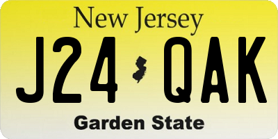 NJ license plate J24QAK