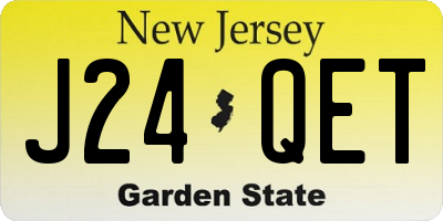 NJ license plate J24QET