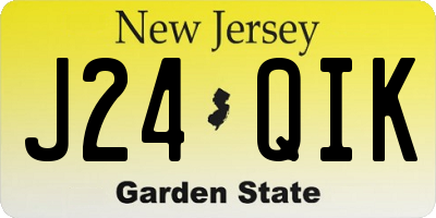 NJ license plate J24QIK