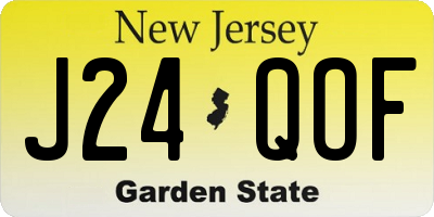 NJ license plate J24QOF