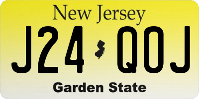 NJ license plate J24QOJ