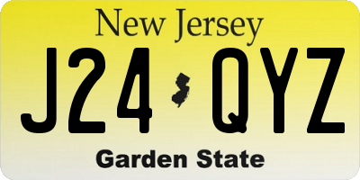 NJ license plate J24QYZ
