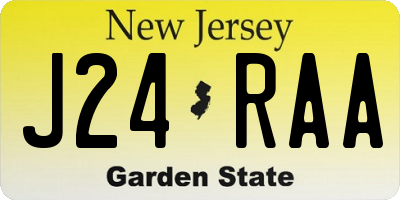 NJ license plate J24RAA