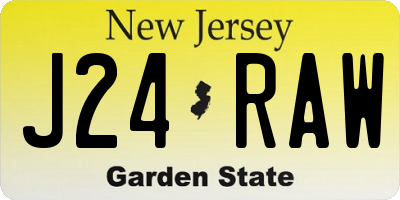 NJ license plate J24RAW