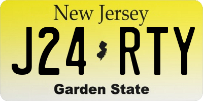 NJ license plate J24RTY