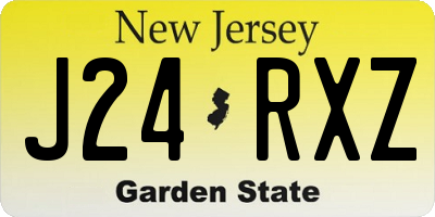 NJ license plate J24RXZ